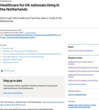 Healthcare For UK Nationals Living In The Netherlands - GOV UK